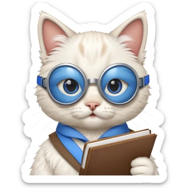 funny cat with planner with blue goggles sticker