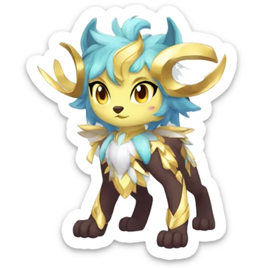 Anthro Sona Colorful Shony Godly Celestial Shiny Fakemon Full Body sticker