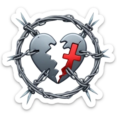 Heartbreak inside barbed wire sticker