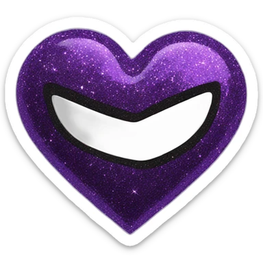 Purple and black glitter heart sticker