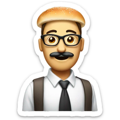 create a nerd 3d emoji with bread but not mustache and glass sticker