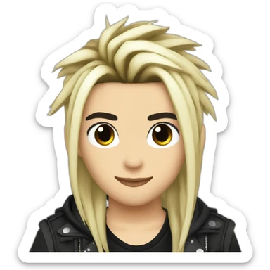 Bill Kaulitz black hair down with blonde highlights emo sticker
