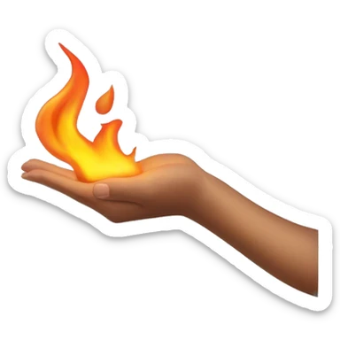 female hand wielding flame sticker