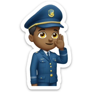 Blue camouflage uniform boy saluting with his hand sticker