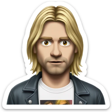 Realistic Kurt Cobain wearing nirvana T-shirt lapels  sticker
