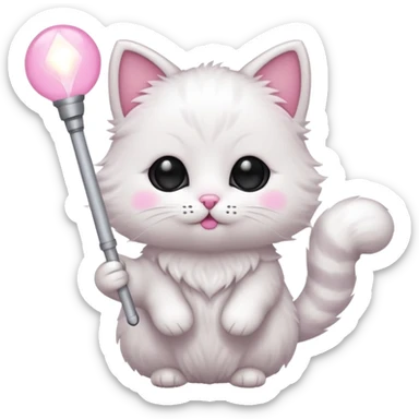 chibi cute cat holding a light stick sticker