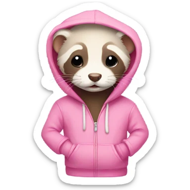 Ferret wearing pink hoodie sticker