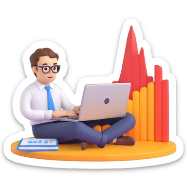 product owner emoji, person at a desk with laptop and charts sticker