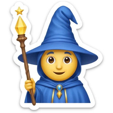 Einen Gelben Emoji mit zauber hut und zauberstab sticker