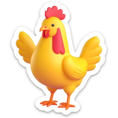 stylized 3d emoji chicken jockey exaggerated features glossy finish playful expression sticker