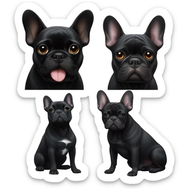 a black french bulldog cuddled by a black labarador sticker