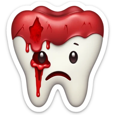 Pulled tooth with blood. sticker