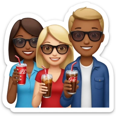A group of thristy people having soda. sticker