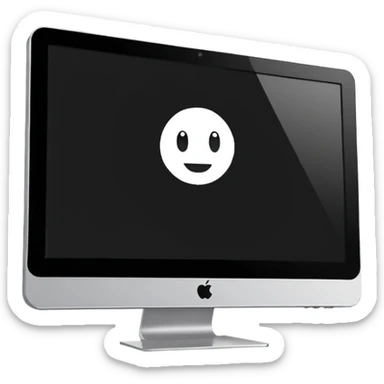 Minimalistic flat vector icon, iOS style, thin black contour on white background. Computer monitor showing a simple stickman character inside a game world. Clean, no text, no shadows sticker