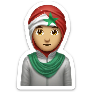 Un jeune homme portant un masque sur lequel est imprimé le drapeau marocain sticker