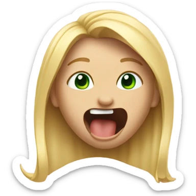 blonde hair green eyes Face with tongue sticking out  shaking it￼ sticker