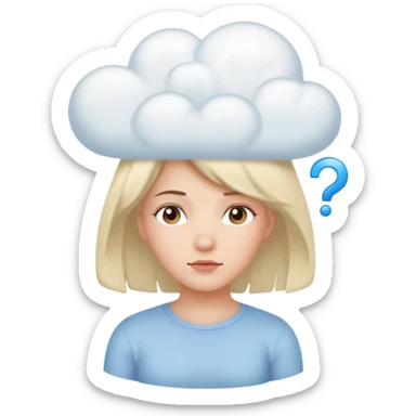 female character with a thinking cloud above her head sticker