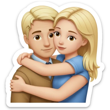a blond haired white girl hugging other man sticker