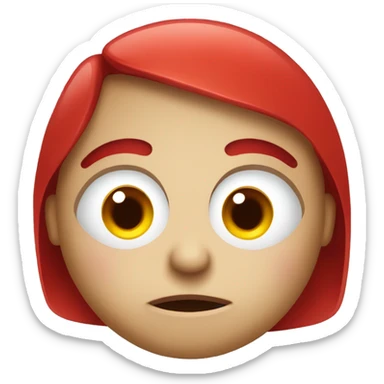  face with red, bloodshot, and puffy eyes, likely with bags under the eyes and a tired expression. sticker