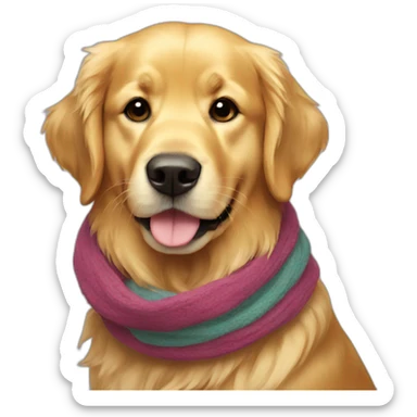 Golden retriever with a scarf  sticker
