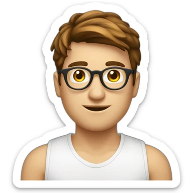 jeune homme blanc à lunette à lunette ronde cheveux court brun sticker