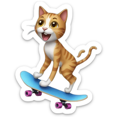 A cat skating sticker