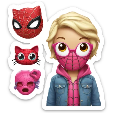 pink spiderman hellokitty sticker