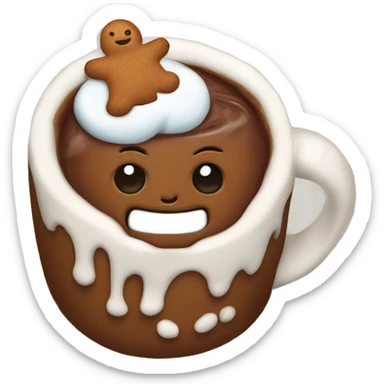 Hot chocolate in a gingerbread mug sticker