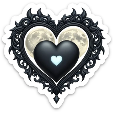 Full moon and black heart in gothic style sticker