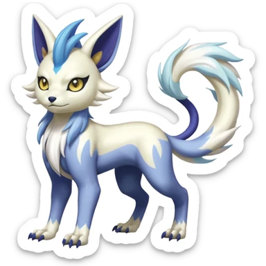 Colorful Skilled Adept Graceful Asian Painted Shiny Albino WereGarurumon-Meloetta-Renamon-Absol-fusion-hybrid-creature (full body) sticker
