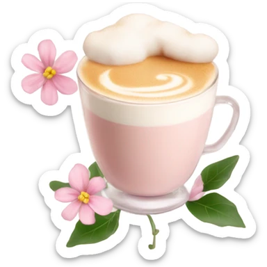 Light Pink latte classy in glass with flower sticker