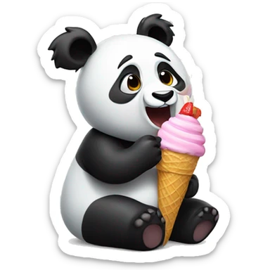 Panda eating ice cream sticker