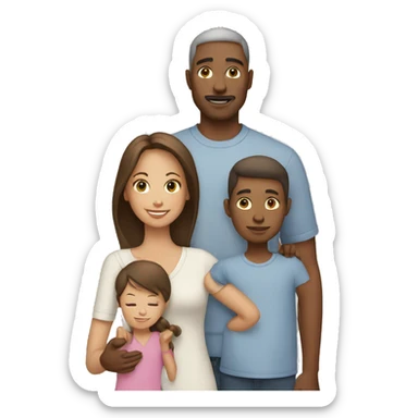 family white with three children sticker