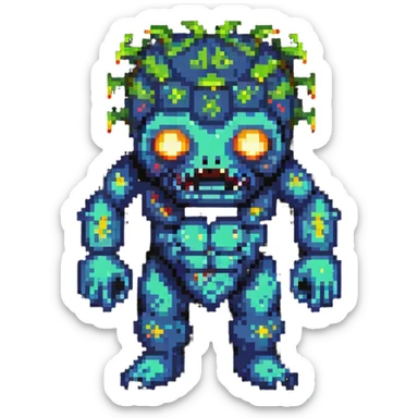 Comical radioactive mutant with glowing features sticker