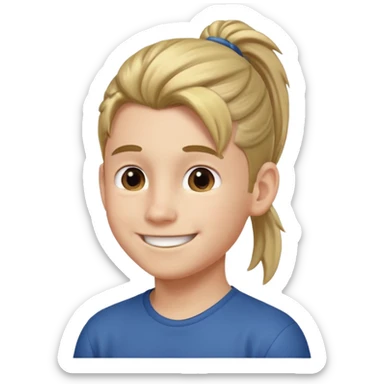 boy with ponytail, 3/4 view sticker