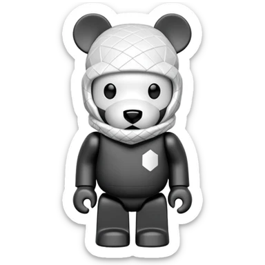 bearbrick bear figure wearing a balaclava mask sticker