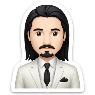 Kevin Richardson with white suit, long black hair sticker