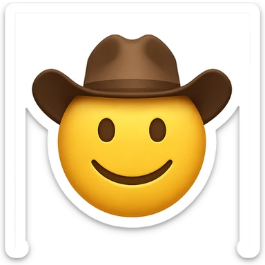yellow face with cowboy hat emoji, digital illustration sticker