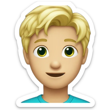 Blond boy with green eys and blue shirt sticker