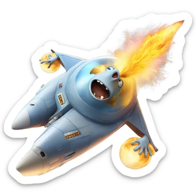 spaceship explosion with monkey on bora sticker