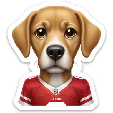 Dog in 49er jersey  sticker
