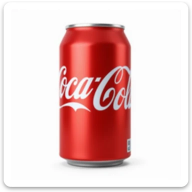 realistic red Coca-Cola can with visible Coca-Cola text, isolated, natural details, no background sticker