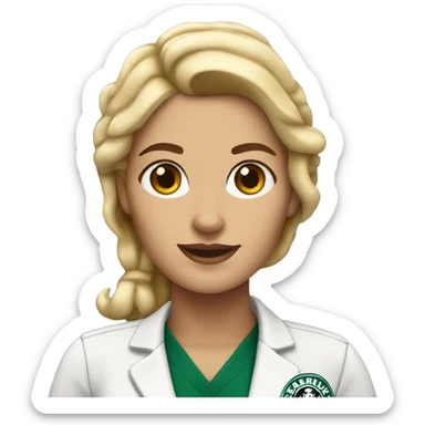 white female starbucks barista sticker
