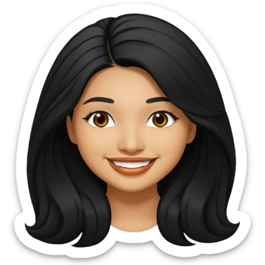 Vanessa White with black long hair sticker