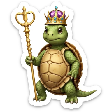 royal staff tortiose with scepter in left hand sticker