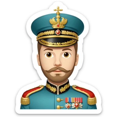 Nicholas II, Russian tsar, ornate uniform sticker