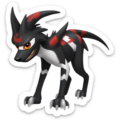 Black Cool Edgy Sergal-Houndoom-Fakémon  with White and Red Edgy markings sticker