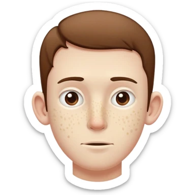 very tall, extremely pale white guy with pimples on his face, brown short hair, small ears sticker