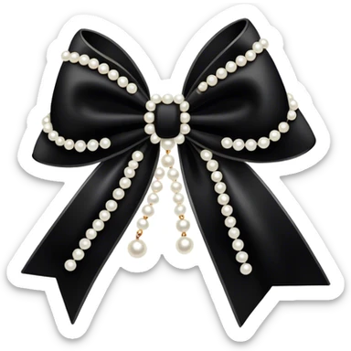Black bow with pearls sticker
