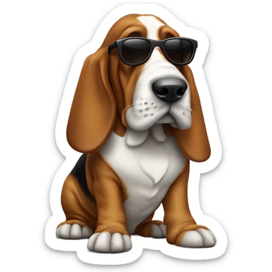 Dog basset hound full-height with sunglasses sticker